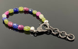 Genuine Multi Sapphire Gemstone Bracelet, Pave Diamond Adjustable Bracelet, Sapphire Jewelry, Gifts for Her
