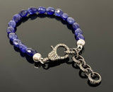 Natural Blue Sapphire Gemstone Bracelet, Pave Diamond Adjustable Bracelet, Sapphire Jewelry, September Birthstone Jewelry