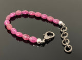 Natural Pink Sapphire Gemstone Bracelet, Pave Diamond Adjustable Bracelet, Sapphire Jewelry, September Birthstone Jewelry