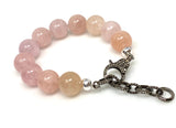 Natural Morganite Gemstone Bracelet, Pave Diamond Adjustable Bracelet, AAA Grade Morganite Jewelry
