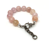 Natural Morganite Gemstone Bracelet, Pave Diamond Adjustable Bracelet, AAA Grade Morganite Jewelry