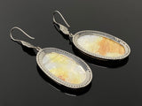 Mother of Pearl Pave Diamond Earrings, Natural Gemstone Nacre Earrings, Sterling Silver Jewelry Gifts for Her, 2.85”x1”