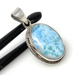 Larimar Gemstone Pendant, Silver Bohemian Jewelry, Spiritual Healing Crystal Pendant, Chakra Jewelry, December Birthstone Gifts for Her