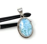 Larimar Gemstone Pendant, Silver Bohemian Jewelry, Spiritual Healing Crystal Pendant, Chakra Jewelry, December Birthstone Gifts for Her