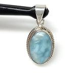 Natural Larimar Gemstone Pendant, Bohemian Jewelry, Sterling Silver Pendant, Gifts for Her, 1.45” x 0.65”