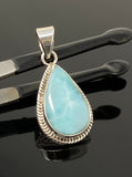 Larimar Pendant, Gemstone Pendant, Bohemian Jewelry, Sterling Silver Pendant, Natural Gemstone Pendant, 1.55” x 0.75”