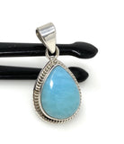 Larimar Pendant, Gemstone Pendant, Bohemian Jewelry, Sterling Silver Pendant, Natural Gemstone Pendant, 1.45” x 0.75”