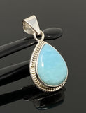 Larimar Pendant, Gemstone Pendant, Bohemian Jewelry, Sterling Silver Pendant, Natural Gemstone Pendant, 1.45” x 0.75”