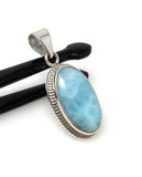 Natural Larimar Gemstone Pendant, Bohemian Jewelry, Sterling Silver Pendant, Gifts for Her, 1.60” x 0.70”