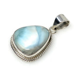 Natural Larimar Gemstone Pendant, Bohemian Jewelry, Sterling Silver Pendant, Gifts for Her, 1.50” x 0.85”