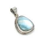Natural Larimar Gemstone Pendant, Bohemian Jewelry, Sterling Silver Pendant, Gifts for Her, 1.50” x 0.85”