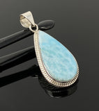 Larimar Pendant, Gemstone Pendant, Bohemian Jewelry, Sterling Silver Pendant, Natural Gemstone Pendant, 1.85” x 0.80”