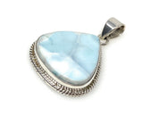 Larimar Pendant, Gemstone Pendant, Bohemian Jewelry, Sterling Silver Pendant, Natural Gemstone Pendant, 1.65” x 1.15”