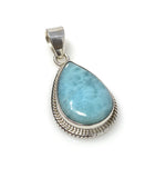 Larimar Pendant Sterling Silver, Natural Larimar Bohemian Jewelry, Throat Chakra Healing Crystal, Ocean Blue Spiritual Gift for Women,