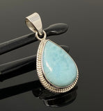 Larimar Pendant, Gemstone Pendant, Bohemian Jewelry, Sterling Silver Pendant, Natural Gemstone Pendant, 1.55” x 0.80”