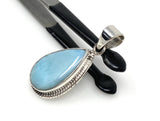 Larimar Pendant, Gemstone Pendant, Bohemian Jewelry, Sterling Silver Pendant, Natural Gemstone Pendant, 1.60” x 0.75”