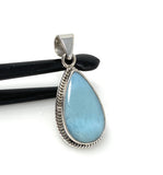 Larimar Pendant, Gemstone Pendant, Bohemian Jewelry, Sterling Silver Pendant, Natural Gemstone Pendant, 1.60” x 0.75”