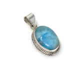 Natural Larimar Gemstone Pendant, Bohemian Jewelry, Sterling Silver Pendant, Gifts for Her, 1.40” x 0.70”