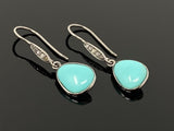 Natural Sleeping Beauty Turquoise Earrings, Pave Diamond Earrings, Victorian Gemstone Earrings, Robin Egg Turquoise, 1.35” x 0.45”