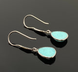 Natural Sleeping Beauty Turquoise Earrings, Pave Diamond Earrings, Victorian Gemstone Earrings, Robin Egg Turquoise, 1.35” x 0.45”