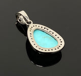 Turquoise Pave Diamond Pendant, Genuine Sleeping Beauty Robin Egg Turquoise Pendant, Spiritual Healing Chakra Crystal Pendant, December Gift