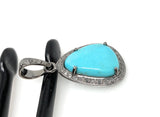 Turquoise Pave Diamond Pendant, Genuine Sleeping Beauty Robin Egg Turquoise Pendant, Spiritual Healing Chakra Crystal Pendant, December Gift