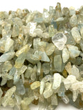 Natural Aquamarine Beads - Rough Polished, Gemstone Beads, Jewelry Supplies for Jewelry Making, Wholesale Beads, Bulk Beads, 8"Strand