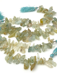 Natural Aquamarine Beads - Rough Polished, Gemstone Beads, Jewelry Supplies for Jewelry Making, Wholesale Beads, Bulk Beads, 8"Strand