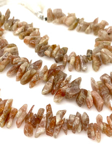 Natural Sunstone Beads - Rough Polished, Gemstone Beads, Jewelry Supplies for Jewelry Making, Wholesale Beads, Bulk Beads, 8" Strand