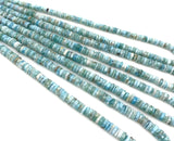 16” Natural Larimar Heishi Beads, Larimar Gemstone Beads, Bulk Wholesale Beads, Tyre Beads AAA Grade