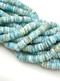 16” Natural Larimar Heishi Beads, Larimar Gemstone Beads, Bulk Wholesale Beads, Tyre Beads AAA Grade