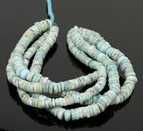 16” Natural Larimar Heishi Beads, Larimar Gemstone Beads, Bulk Wholesale Beads, Tyre Beads AA Grade