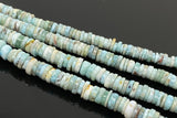16” Natural Larimar Heishi Beads, Larimar Gemstone Beads, Bulk Wholesale Beads, Tyre Beads AA Grade