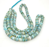 16” Natural Larimar Heishi Beads, Larimar Gemstone Beads, Bulk Wholesale Beads, Tyre Beads AA Grade