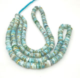 16” Natural Larimar Heishi Beads, Larimar Gemstone Beads, Bulk Wholesale Beads, Tyre Beads AA Grade