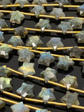 Natural Labradorite Gemstone Beads, Labradorite Star Beads, Bulk Wholesale Beads, 10.5x10.5mm , 5" Strand/ 10 Beads