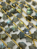Natural Labradorite Gemstone Beads, Labradorite Star Beads, Bulk Wholesale Beads, 10.5x10.5mm , 5" Strand/ 10 Beads