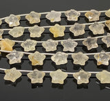 Golden Rutile Gemstone Beads, Star Beads, Jewelry Supplies, Wholesale Bulk Beads, AAA Quality, 5" Strand/ 10 Beads, 10.5mm x 10.5mm