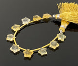 Citrine Gemstone Beads, Citrine Star Beads, Jewelry Supplies, Wholesale Bulk Beads, 10.5mm x 10.5mm , 5” Strand/ 10 Beads