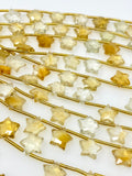 Citrine Gemstone Beads, Citrine Star Beads, Jewelry Supplies, Wholesale Bulk Beads, 10.5mm x 10.5mm , 5” Strand/ 10 Beads