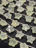 Natural Prehnite Beads, Gemstone Star Beads, Bulk Wholesale Beads, Jewelry Supplies, 10mm - 10.5mm, 5” Strand/ 10 Beads