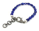 Natural Blue Sapphire Gemstone Bracelet, Pave Diamond Adjustable Bracelet, Sapphire Jewelry, September Birthstone Jewelry