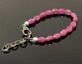 Natural Pink Sapphire Gemstone Bracelet, Pave Diamond Adjustable Bracelet, Sapphire Jewelry, September Birthstone Jewelry