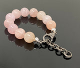 Natural Morganite Gemstone Bracelet, Pave Diamond Adjustable Bracelet, AAA Grade Morganite Jewelry