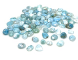 7Pcs /10 Pcs Natural Larimar Rose Cut Cabochons, Loose Gemstones, Larimar Rose Cuts, 8x7mm - 11x10mm