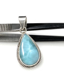 Larimar Pendant, Gemstone Pendant, Bohemian Jewelry, Sterling Silver Pendant, Natural Gemstone Pendant, 1.55” x 0.75”