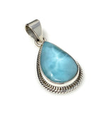 Larimar Pendant, Gemstone Pendant, Bohemian Jewelry, Sterling Silver Pendant, Natural Gemstone Pendant, 1.55” x 0.75”