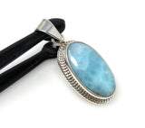 Natural Larimar Gemstone Pendant, Bohemian Jewelry, Sterling Silver Pendant, Gifts for Her, 1.60” x 0.70”