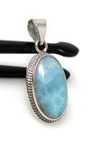Natural Larimar Gemstone Pendant, Bohemian Jewelry, Sterling Silver Pendant, Gifts for Her, 1.60” x 0.70”