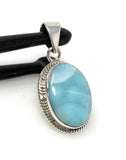 Natural Larimar Gemstone Pendant, Bohemian Jewelry, Sterling Silver Pendant, Gifts for Her, 1.50” x 0.75”